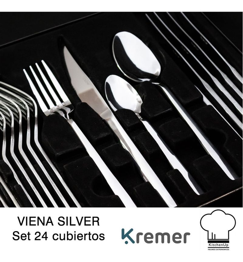 Juego De Cubiertos Acero Inoxidable Set X 24 Kremer Silver