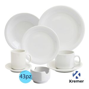 Set Vajilla 43 Piezas Porcelana Restaurant Recta