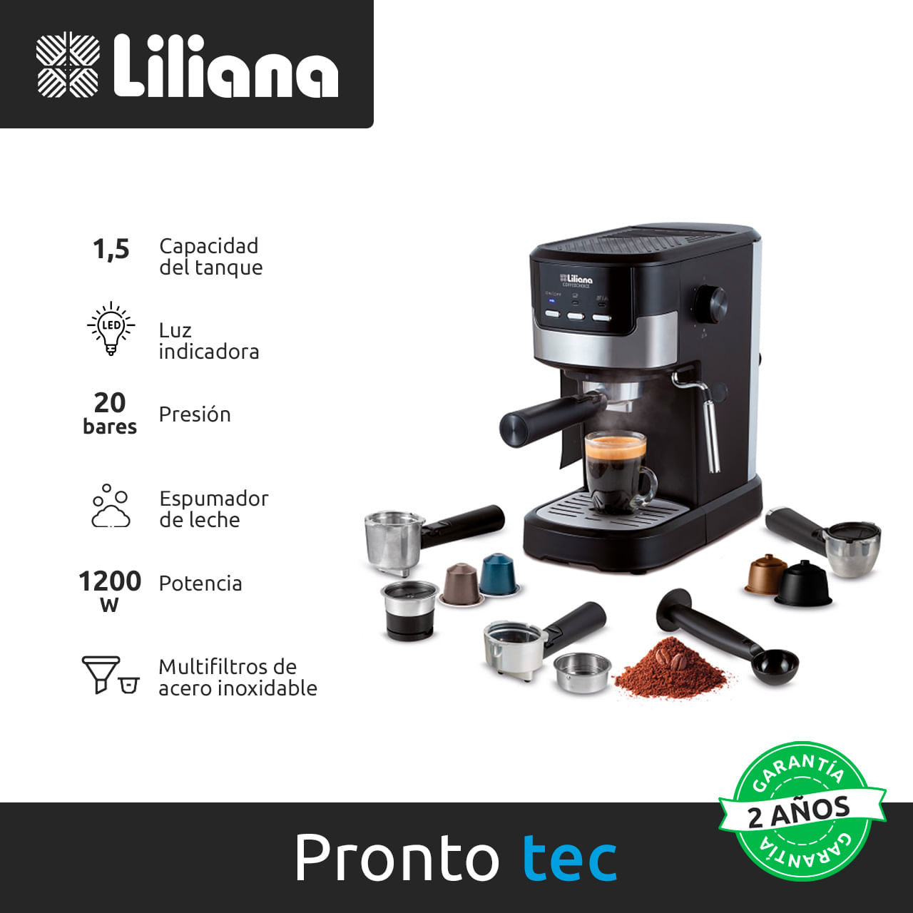 Cafetera Expresso Liliana Coffechoice Ac980 Multicápsulas