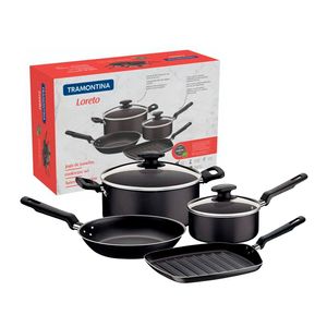 Juego Ollas Batería Cocina Tramontina Loreto Teflon 4 Piezas