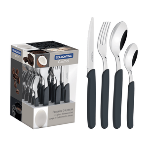 Set de cubiertos Tramontina Carmel 24 pz Acero inoxidable Negro