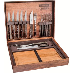 Set Tramontina Polywood Asado 15 pz con estuche Acero inoxidable