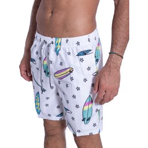Short de Baño Flash Surf Beach Hombre Moda Blanco