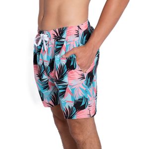 Short de Baño Flash Leaf Tulum Hombre Moda Rosa