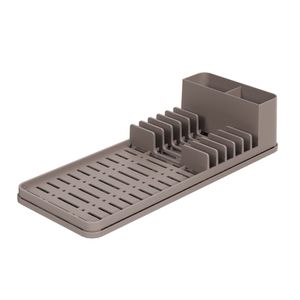 Escurridor De Platos De Plastico C/ Bandeja Single Coza Warm Gray ( 17013/3126)