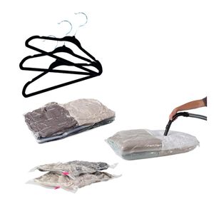 Set X 60 Perchas Terciopelo Ultralivianas + Bolsa Al Vacio