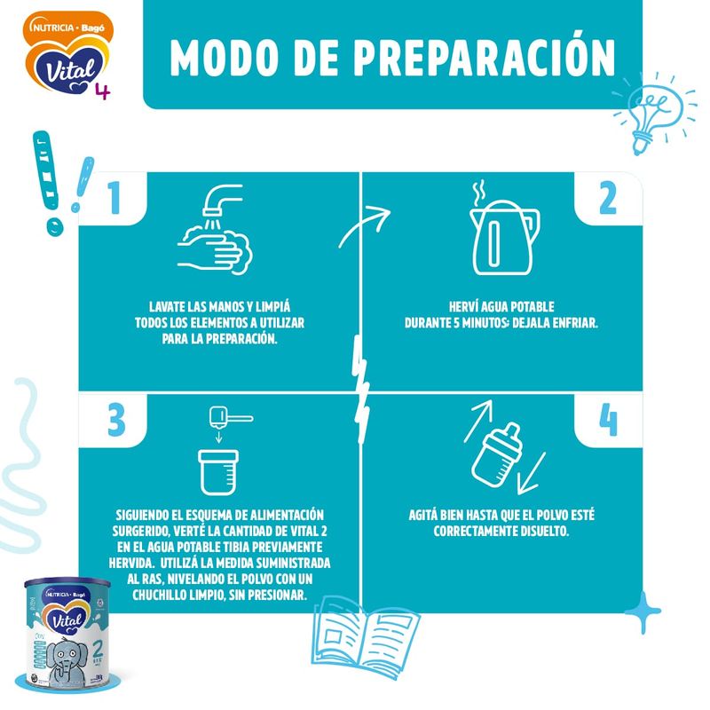 Leche de fórmula en polvo Nutricia Bagó Vital 1 en lata de 800g - 0 a 6  meses