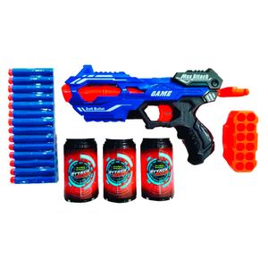 PISTOLA GRANDE ADAR JUGUETECH LANZA DARDOS BLANDOS CON LATAS 6539
