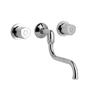 Griferia cocina de pared doble comando pico bajo FV Radal