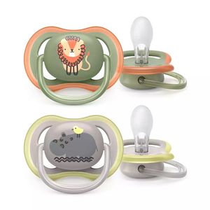 Set De Chupetes Avent Ultra Air Deco X2 (6-18M)  León E Hippo SCF085/17