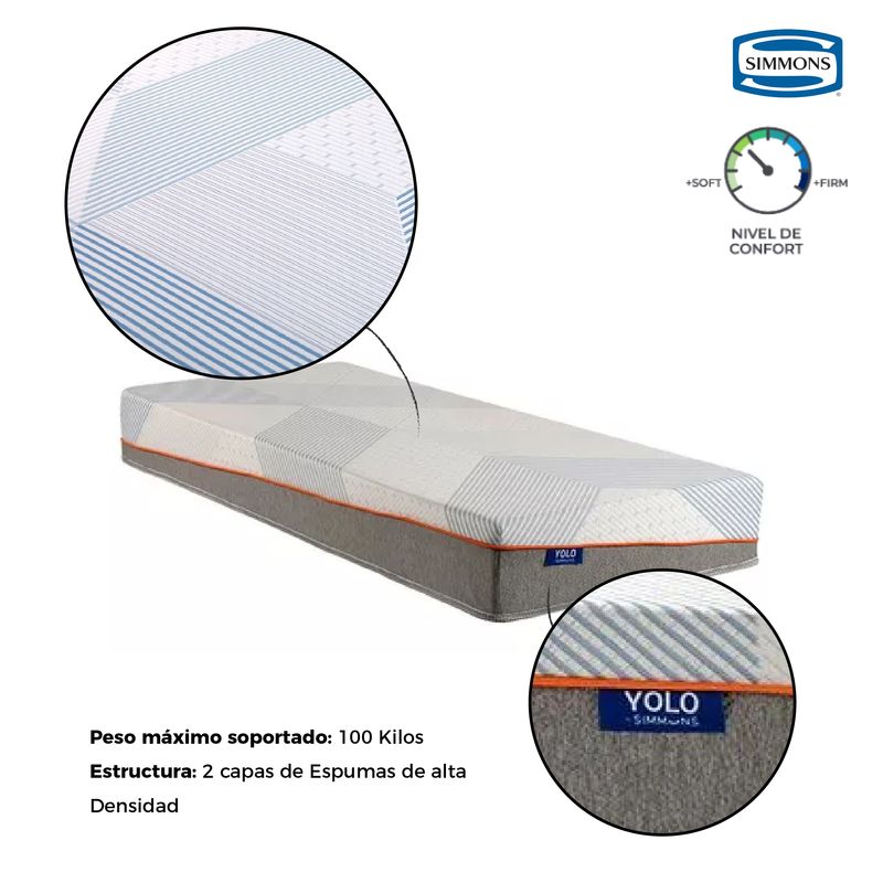 Colchon Alta Densidad 80x190 Con Memory Foam Sleepbox