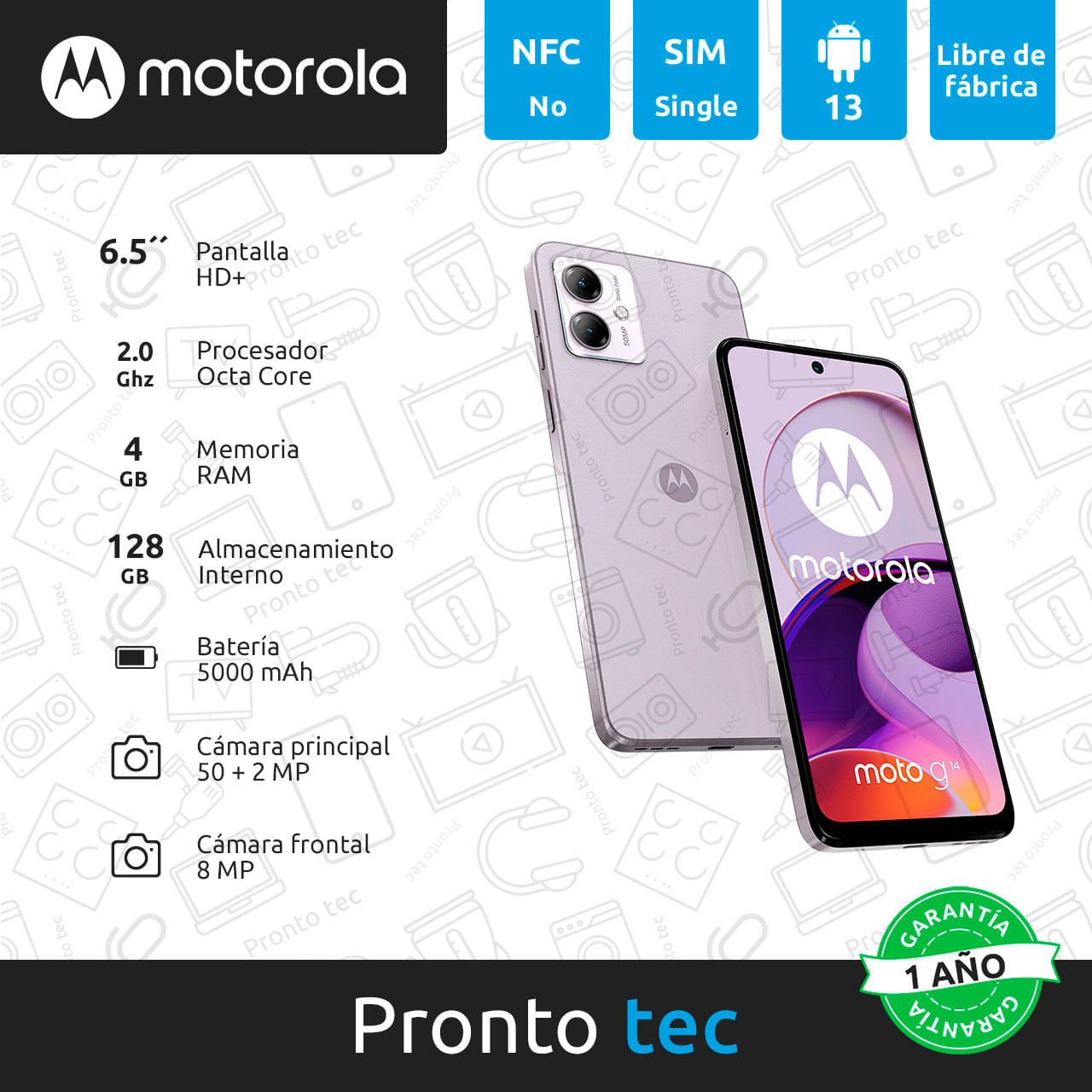 Celular MOTOROLA G14 128GB Violeta