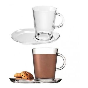 Set x 2 Taza Jarro Mug C/plato Vidrio Pasabahce Tribeca
