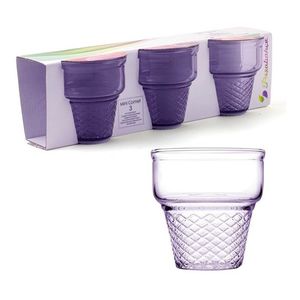 Set x 3 Vaso Cucurucho Helado Postre Compotera Pasabahce Violeta