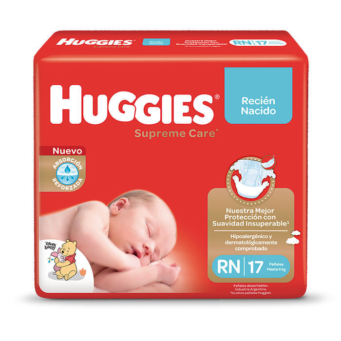 PAÑAL HUGGIES SUPREME CARE RECIEN NACIDO 17UN