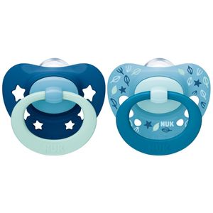 Chupete Nuk Signature 6-18 meses azul x2