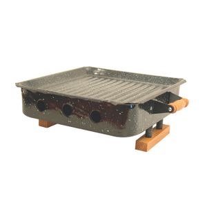 Brasero de mesa c/mangos y pata de madera