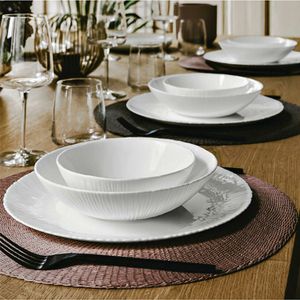 SET 6 PLATOS PLAYOS Blancos redondos vidrio templado kOCO