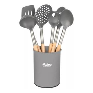 Set De 6 Utensilios Nylon Mango Madera