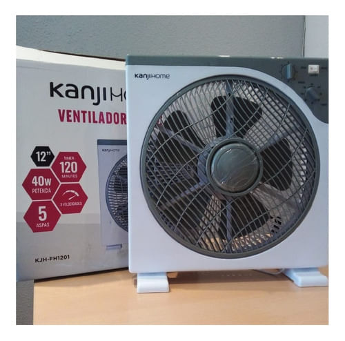 Ventilador De Piso Kanji Kjh-fh1201 Turbo Blanco Con 5 Palas ...