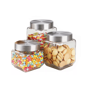 Set X 3 Frascos De Vidrio Tapa Acero A Rosca Aston