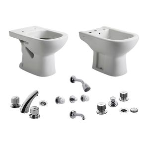 Inodoro corto + bidet 3 agujeros Ferrum Bari + grifería FV 900.03/B1P