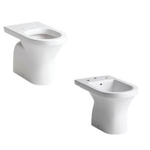 Inodoro corto + bidet 3 agujeros Ferrum Varese