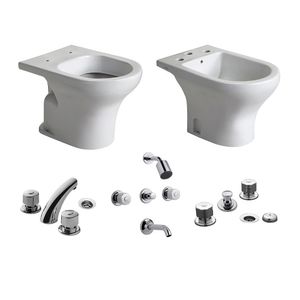 Inodoro corto + bidet 3 agujeros Ferrum Veneto + grifería FV
