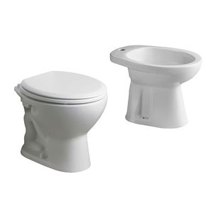 Inodoro corto + bidet 1 agujero monocomando + tapa Ferrum Andina