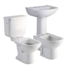 Inodoro corto + depósito dual + bidet 3 agujeros + vanitory Ferrum Bari