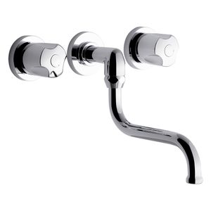 Griferia cocina de pared doble comando pico bajo FV Pampa