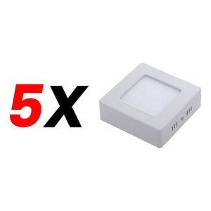 Pack X 5 Plafón Led Candela Cuadrado Base 6w Reemplaza 30w