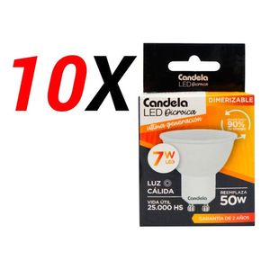 Pack X10 Lámpara Led Dicroica Dimer Candela 7w Reemplaza 50w
