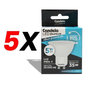 Pack X 5 Lámparas Led Dicroica Candela 5w Reemplaza 35w