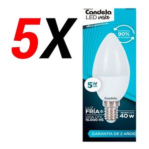 Pack X 5 Lámparas Led Candela Vela 5w Reemplaza 40w E14
