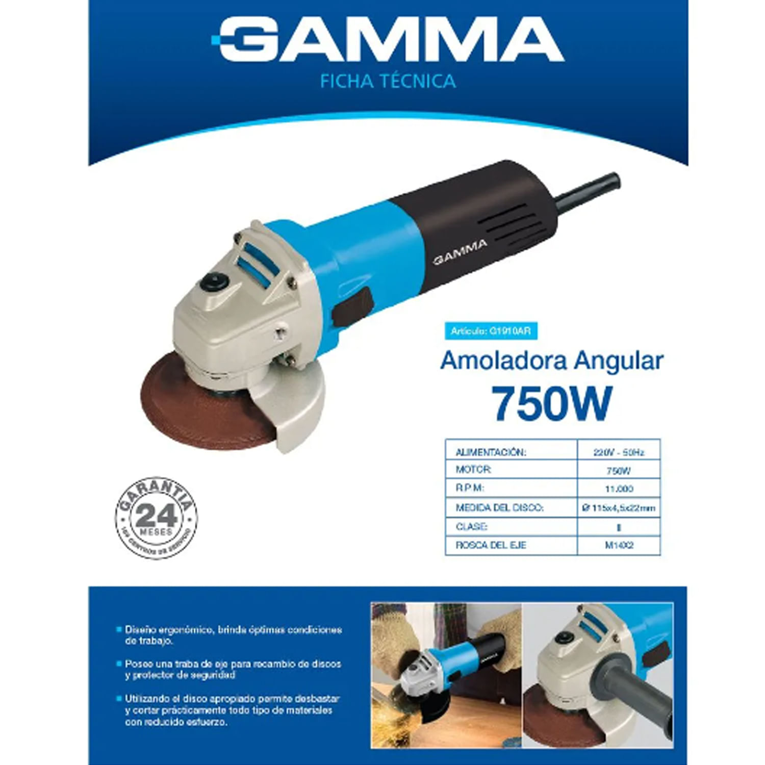 Amoladora Angular Gamma 4 1 2