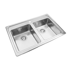 Bacha cocina pileta doble Johnson Acero Quadra Q084 A