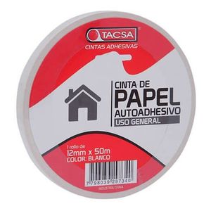 Cinta De Papel Blanca 12mm X 50m Tacsa