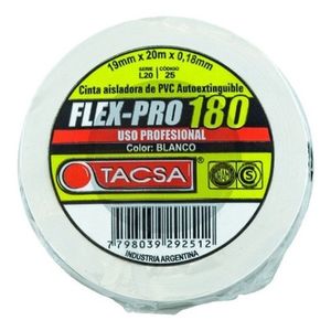 Cinta Aisladora Profesional Blanca De Pvc 19mm X 20m Tacsa