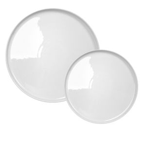 Vajilla 8 Piezas Plato Playo Postre Porcelana Blanca Moderna