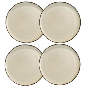 Set x 4 Plato Playo Porcelana Artesanal Envejecido Rustic 27 Cm