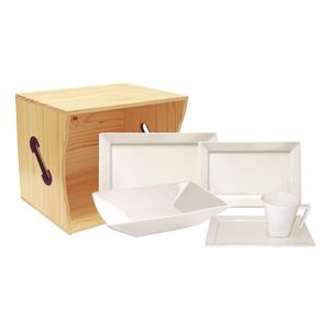 Juego De Vajilla En Baul Plateau Porcelana Oxford 30 Piezas