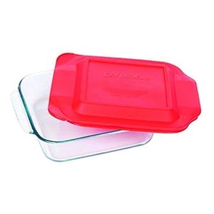 Fuente Cuadrada Con Tapa Roja 1,9 Lt Basics Pyrex