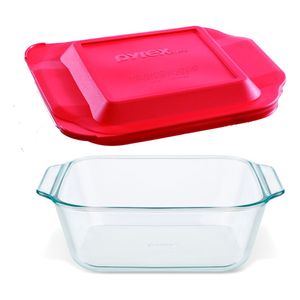 Fuente Cuadrada Tapa Roja 2,5l Profunda Pyrex Linea Nueva
