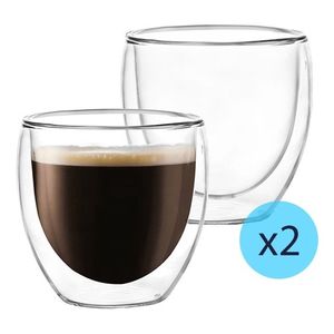 Taza Espresso Doble Vidrio 100cc X2 Apt Nespesso Dolce Gusto