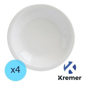 Platos Hondo 21cm Porcelana Blanca Restaurant Recta X4
