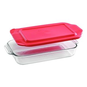 Fuente Rectangular Con Tapa Roja 2,8 Lt Basics Pyrex