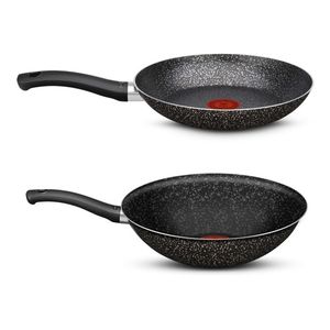 Set Sartén 24cm + Wok 28cm Stone Effect Tefal Antiadherente
