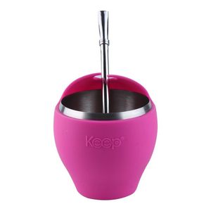 Mate De Silicona Y Acero Inoxidable C/ Bombilla Keep Colores