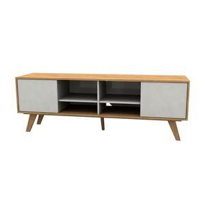 Rack TV Escandinavo 107/1 Roble y Blanco Muebles Gacela